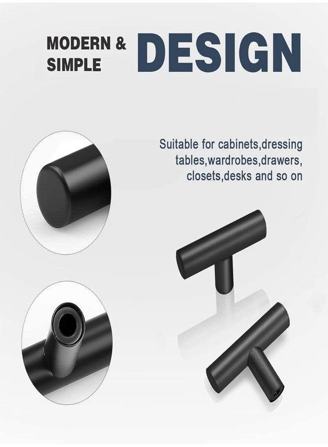 STORE 2508 Stainless Steel Cabinet Handles T-Bar T Handles 2 Inches (Matte Black Pack of 6) - Image 2